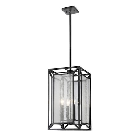 Braum 4 Light Pendant, Bronze And Clear Seedy